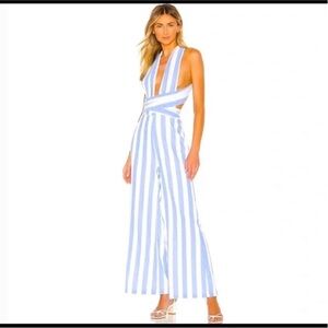 Superdown Kia Striped jumpsuit in Blue & White Small from Revolve